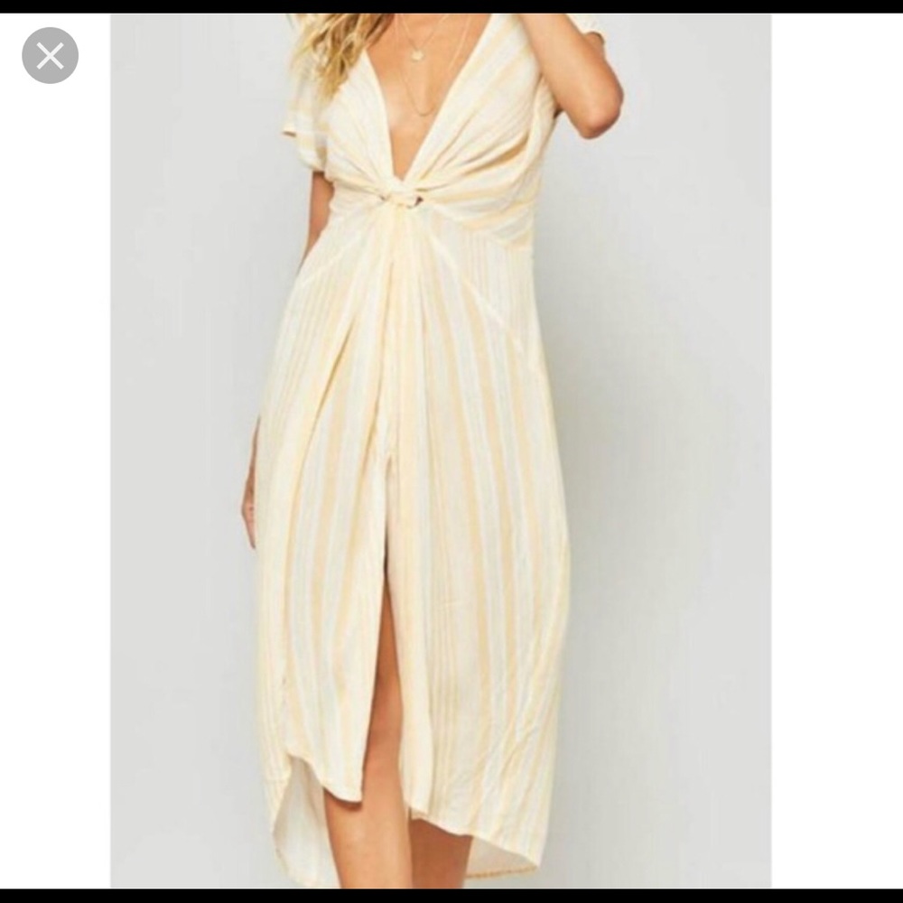 Promesa yellow a symmetrical high low dress S